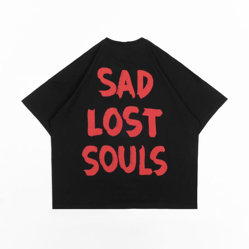 FAITH FADE Absence of Happiness - Sad Lost Souls Wide Oversized Tee (Black)